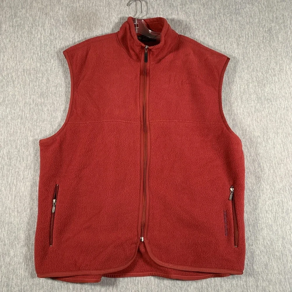 Banana Republic Vest Mens XL‎ Red Fleece Full Zip Made USA Pockets Outdoor